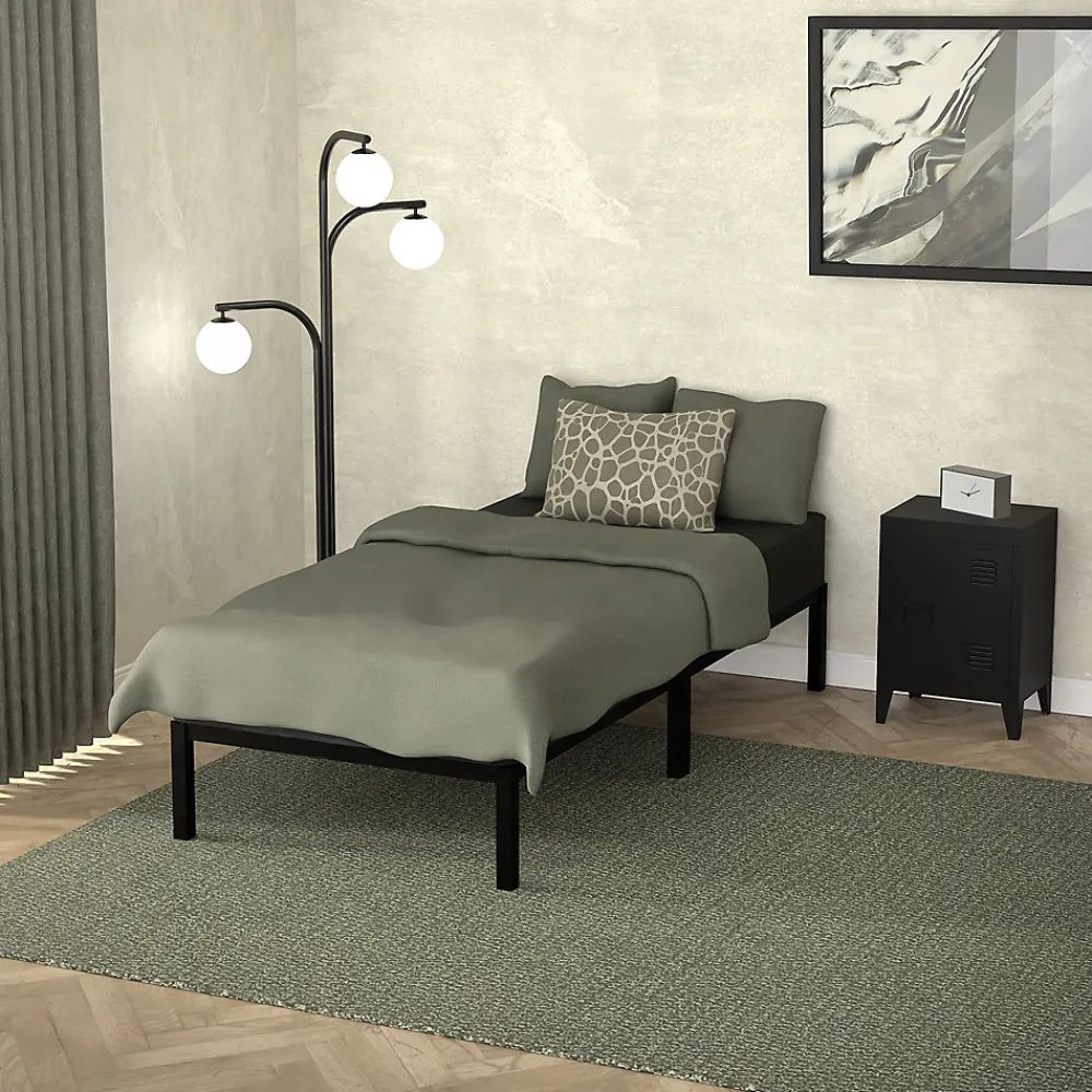 Ml-Design Cadre de lit en acier sommier à lattes noir moderne chambre à coucher 90x200 cm* Lit Simple