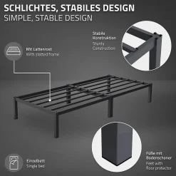Cadre de lit en acier sommier à lattes anthracite chambre à coucher 90 x 200 cm><noscript><img width=
