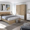 Pegane Cadre de lit en bois coloris chêne nordique - hauteur 39 x longueur 166 x profondeur 206 cm / couchage 160 x 200 cm* Tête De Lit