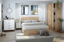 Pegane Cadre de lit en bois coloris chêne nordique - hauteur 39 x longueur 166 x profondeur 206 cm / couchage 160 x 200 cm* Tête De Lit