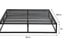 Cadre de lit en métal 160 x 200 cm - Noir><noscript><img width=