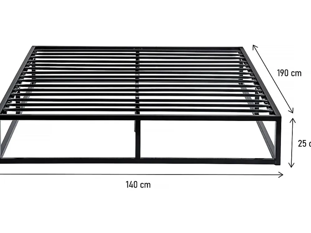 Habitat Et Jardin Cadre de lit en métal 140 x 190 - Noir* Lit Double