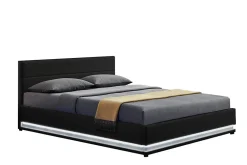 Cadre de lit en PU noir avec rangements et LED intégrées 140x190 cm NEW YORK>Concept Usine Sale