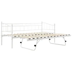 Cadre de Lit Gigogne en Métal Skutskär Blanc 90x200cm en.casa><noscript><img width=