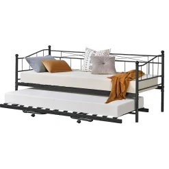Cadre de Lit Gigogne en Métal Skutskär Noir 90x200cm en.casa>[En.Casa] New