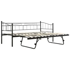 Cadre de Lit Gigogne en Métal Skutskär Noir 90x200cm en.casa><noscript><img width=