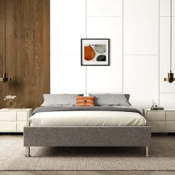 Cadre de lit gris, 140x190 cm, rembourré 31 cm>Teeno Hot
