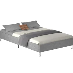 Cadre de lit gris, 140x190 cm, rembourré 31 cm><noscript><img width=