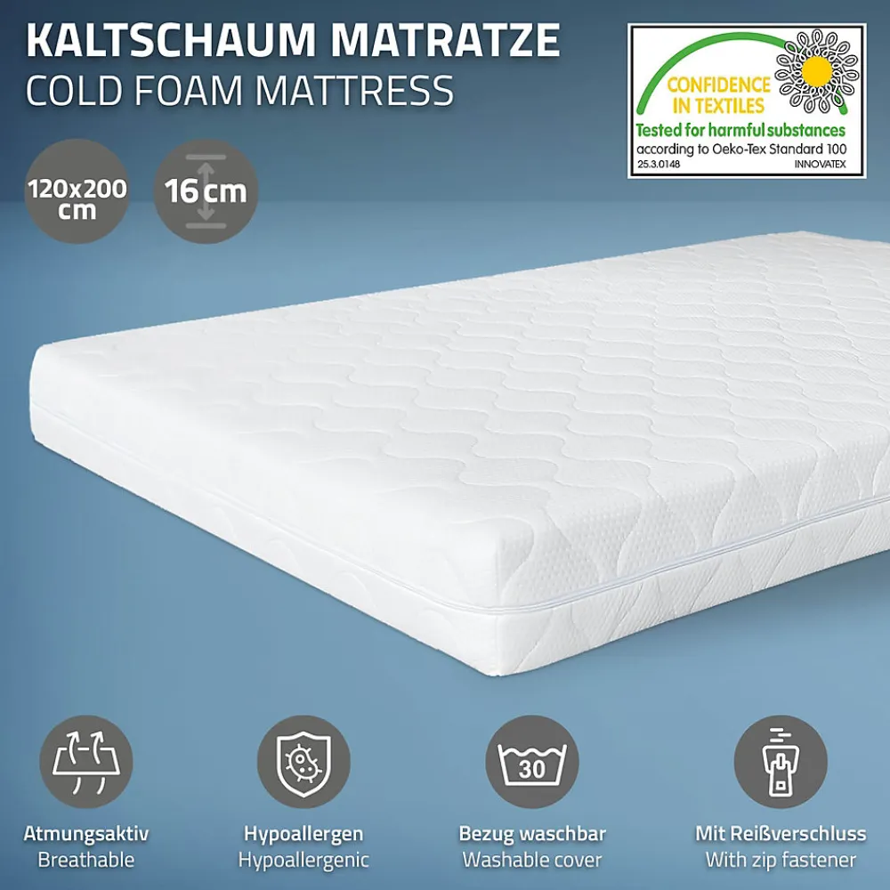 Cadre de lit métal anthracite matelas H:16 cm sommier à lattes intégré 120x200cm>Ml-Design Best
