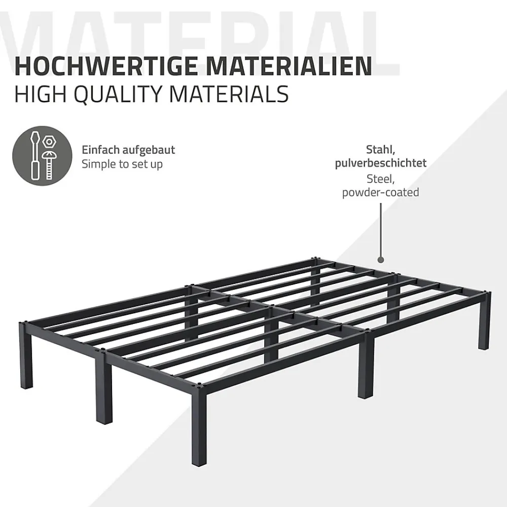 Cadre de lit métal anthracite matelas H:16 cm sommier à lattes intégré 120x200cm>Ml-Design Best