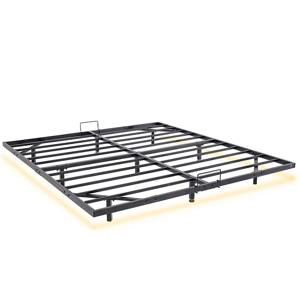 Teeno Cadre de lit métallique à LED (140 x200 cm) + ensemble matelas en mousse à mémoire de forme de 17cm d'épaisseur* Ensemble Sommier Et Matelas