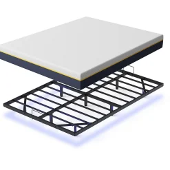 Teeno Cadre de lit métallique à LED (140 x200 cm) + ensemble matelas en mousse à mémoire de forme de 17cm d'épaisseur* Ensemble Sommier Et Matelas