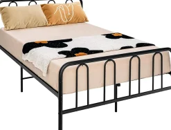 Cadre de Lit Métallique 5H cm Châssis de Lit de Taille Complète Style élégante et Minimaliste Charge 300 KG>Giantex Hot