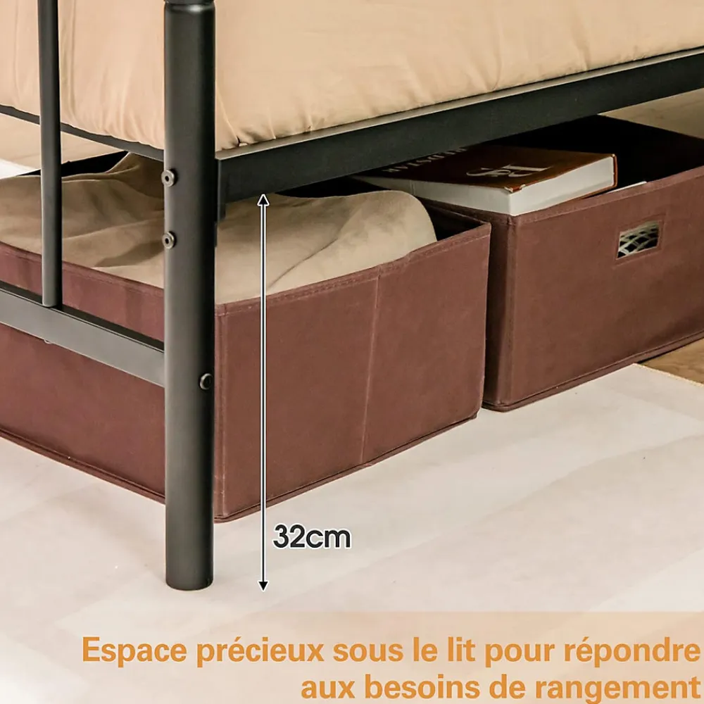 Cadre de Lit Métallique 5H cm Châssis de Lit de Taille Complète Style élégante et Minimaliste Charge 300 KG>Giantex Hot