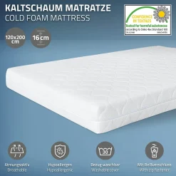 Ml-Design Cadre de lit noir en métal 120x200cm avec sommier à lattes matelas H:16 cm* Sommier