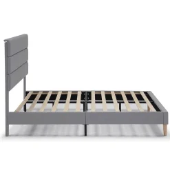 Vs Venta-Stock Cadre de lit plateforme Aroma capitonné 30 cm, 150x190 cm, Gris clair* Sommier