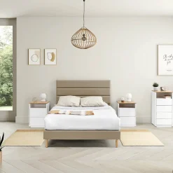 Cadre de lit plateforme Aroma capitonné 30 cm, 150x190 cm, Beige>Vs Venta-Stock Clearance