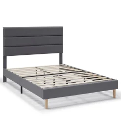 Cadre de lit plateforme Aroma capitonné 30 cm, 90x190 cm, Gris foncé>Vs Venta-Stock