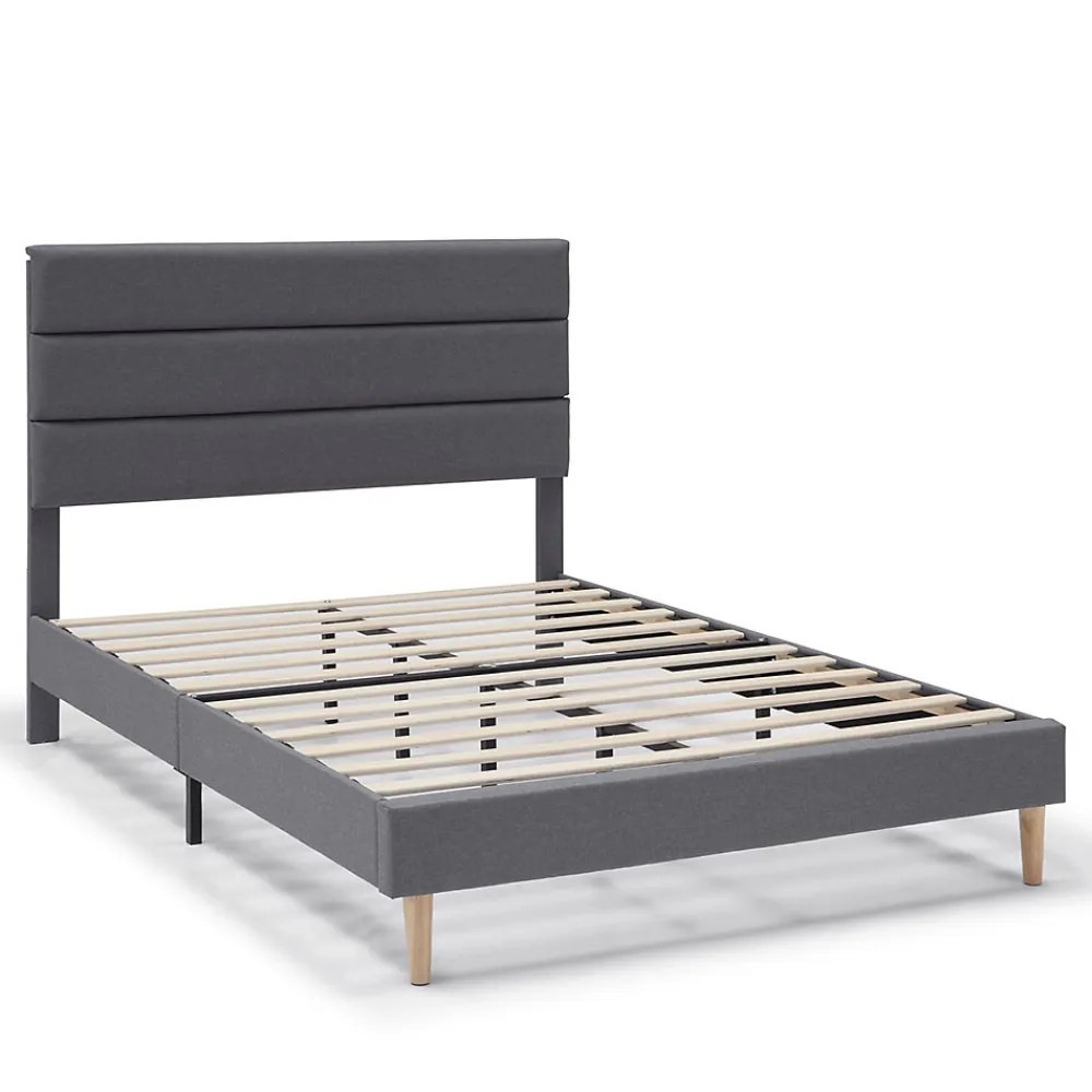 Cadre de lit plateforme Aroma capitonné 30 cm, 90x190 cm, Gris foncé>Vs Venta-Stock