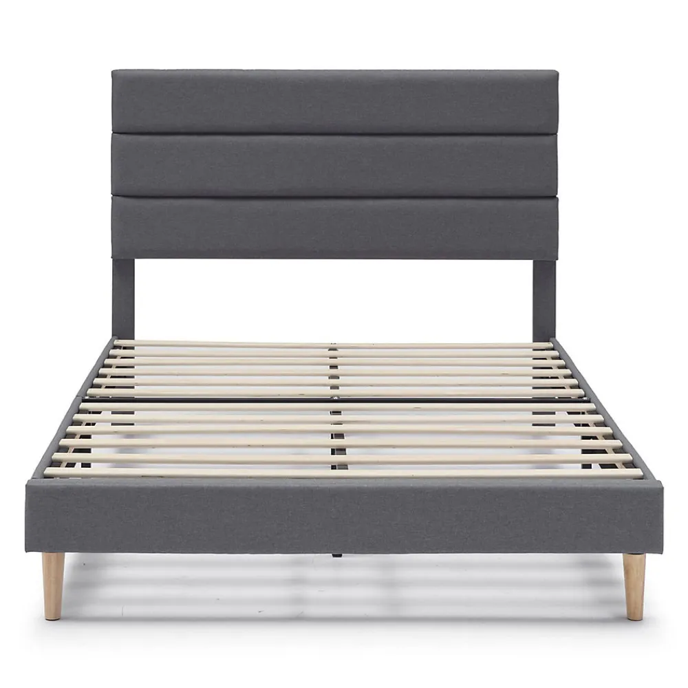 Cadre de lit plateforme Aroma capitonné 30 cm, 90x190 cm, Gris foncé>Vs Venta-Stock