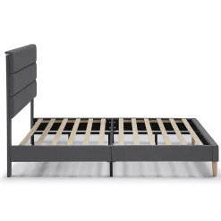 Cadre de lit plateforme Aroma capitonné 30 cm, 90x190 cm, Gris foncé><noscript><img width=