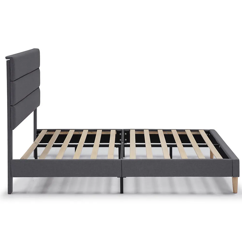 Cadre de lit plateforme Aroma capitonné 30 cm, 90x190 cm, Gris foncé>Vs Venta-Stock