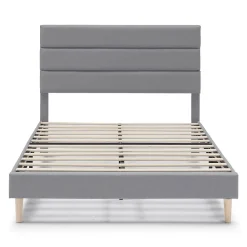 Vs Venta-Stock Cadre de lit plateforme Aroma capitonné 30 cm, 140x190 cm, Gris clair* Sommier