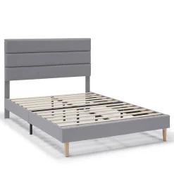 Vs Venta-Stock Cadre de lit plateforme Aroma capitonné 30 cm, 140x190 cm, Gris clair* Sommier