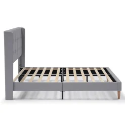 Vs Venta-Stock Cadre de lit plateforme Esther capitonné 30 cm, 140x190 cm, Gris clair* Sommier