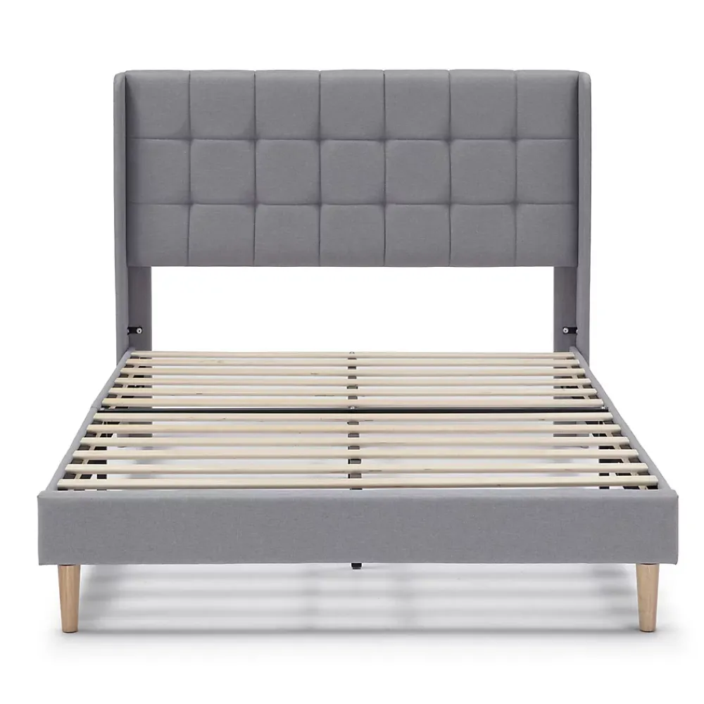 Vs Venta-Stock Cadre de lit plateforme Esther capitonné 30 cm, 140x190 cm, Gris clair* Sommier