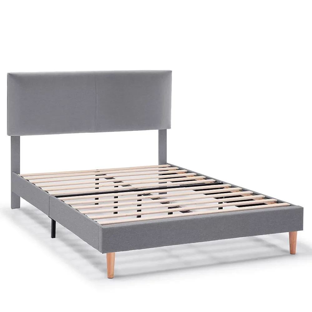 Vs Venta-Stock Cadre de lit rembourré Lauren 30 cm, 140 x 190 cm, Gris foncé* Sommier