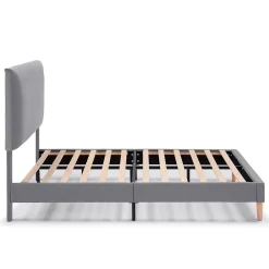 Vs Venta-Stock Cadre de lit rembourré Lauren 30 cm, 140 x 190 cm, Gris foncé* Sommier