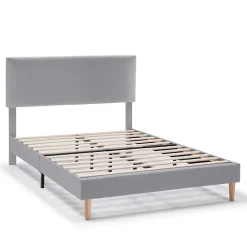 Vs Venta-Stock Cadre de lit rembourré Lauren 30 cm, 150 x 190 cm, Gris clair* Sommier