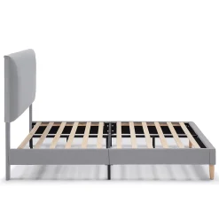 Vs Venta-Stock Cadre de lit rembourré Lauren 30 cm, 150 x 190 cm, Gris clair* Sommier