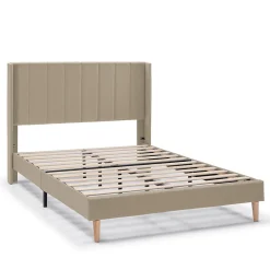 Cadre de lit rembourré Noelia 30 cm, 90x190 cm, Beige>Vs Venta-Stock Discount