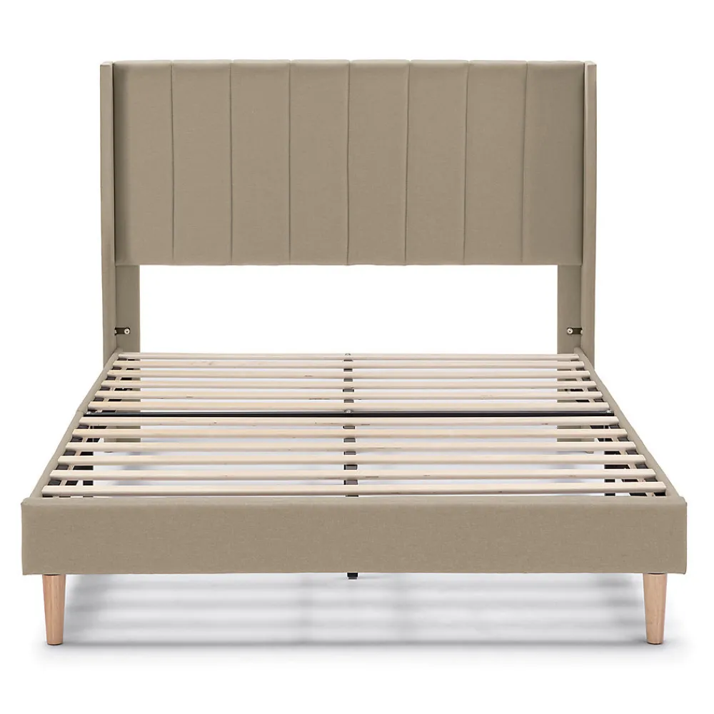 Cadre de lit rembourré Noelia 30 cm, 90x190 cm, Beige>Vs Venta-Stock Discount