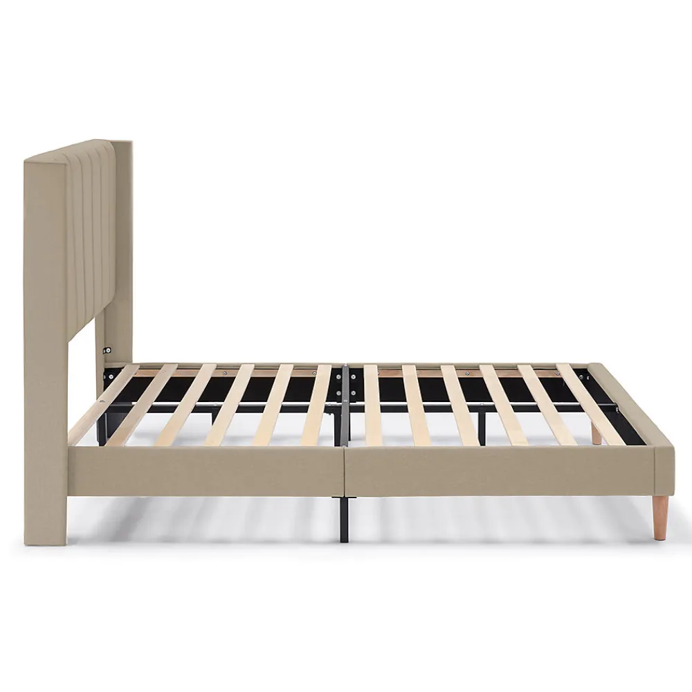 Cadre de lit rembourré Noelia 30 cm, 90x190 cm, Beige>Vs Venta-Stock Discount