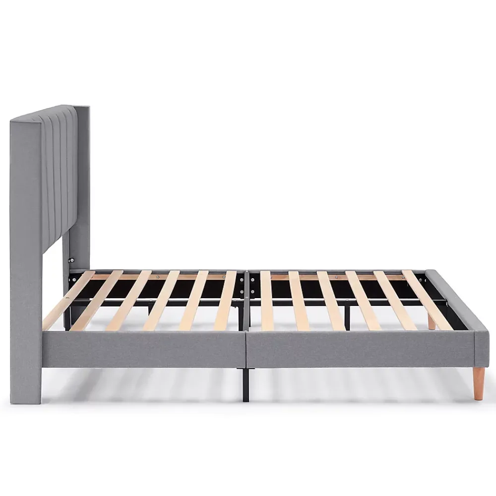 Vs Venta-Stock Cadre de lit rembourré Noelia 30 cm, 150x190 cm, Gris foncé* Sommier