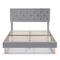 Vs Venta-Stock Cadre de lit rembourré Rosi 30 cm, 90x190 cm, Gris clair* Sommier