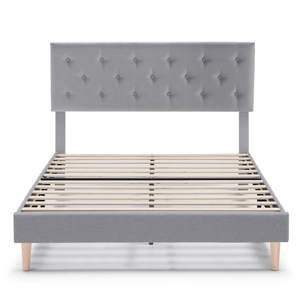Vs Venta-Stock Cadre de lit rembourré Rosi 30 cm, 90x190 cm, Gris clair* Sommier