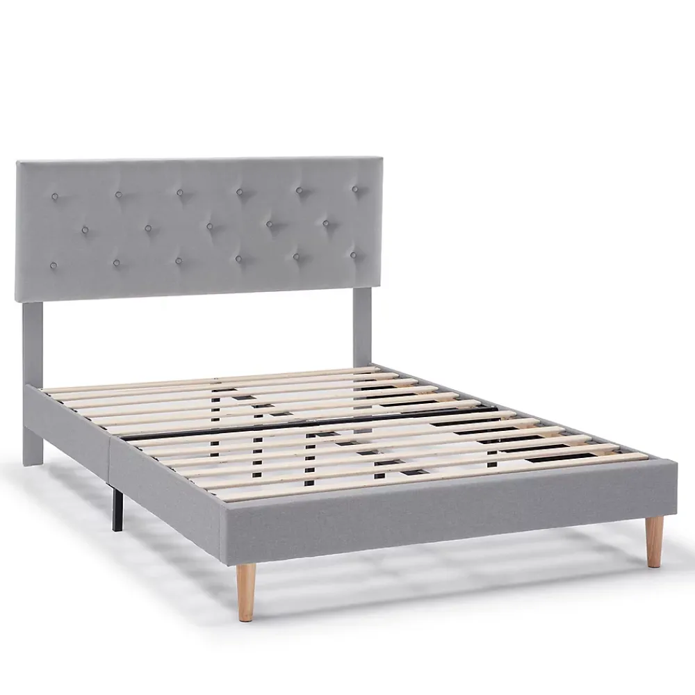 Vs Venta-Stock Cadre de lit rembourré Rosi 30 cm, 90x190 cm, Gris clair* Sommier