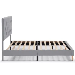 Vs Venta-Stock Cadre de lit rembourré Rosi 30 cm, 90x190 cm, Gris clair* Sommier