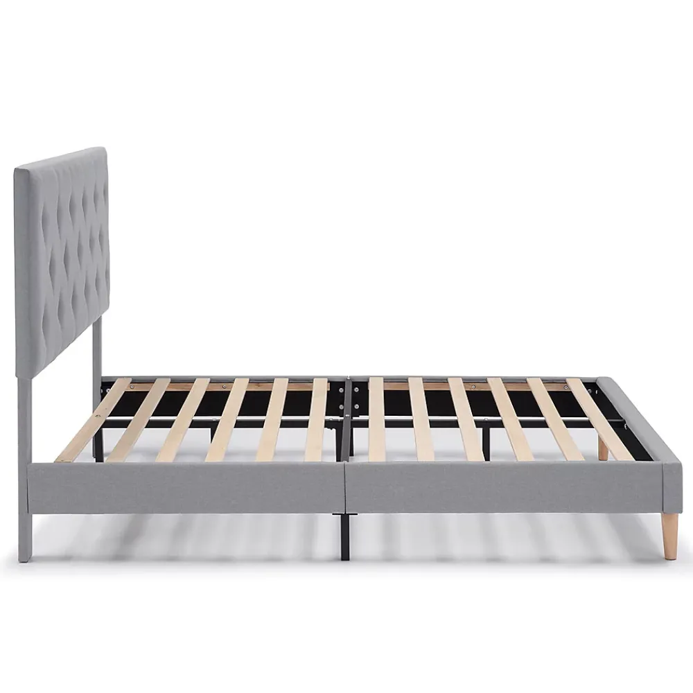 Vs Venta-Stock Cadre de lit rembourré Rosi 30 cm, 90x190 cm, Gris clair* Sommier