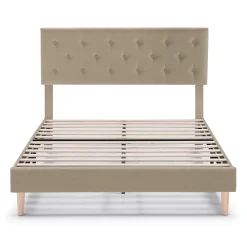 Vs Venta-Stock Cadre de lit rembourré Rosi 30 cm, 90x190 cm, Beige* Sommier