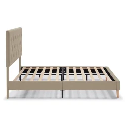 Vs Venta-Stock Cadre de lit rembourré Rosi 30 cm, 90x190 cm, Beige* Sommier
