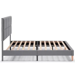 Vs Venta-Stock Cadre de lit rembourré Silvi 30 cm, 140x190 cm, Gris foncé* Sommier