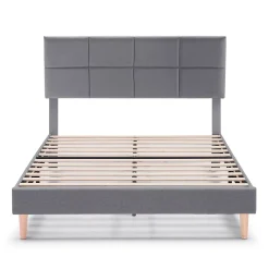 Vs Venta-Stock Cadre de lit rembourré Silvi 30 cm, 140x190 cm, Gris foncé* Sommier