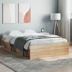Vidaxl Cadre de lit sans matelas chêne sonoma 120x190 cm* Sommier