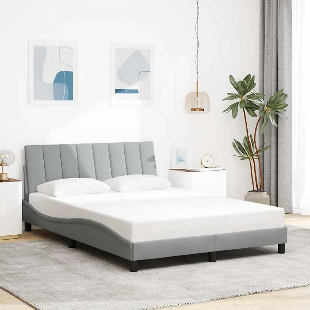 Cadre de lit sans matelas Hanko gris clair 120x200 cm tissu>Vidaxl Clearance