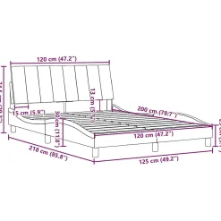 Cadre de lit sans matelas Hanko gris clair 120x200 cm tissu><noscript><img width=